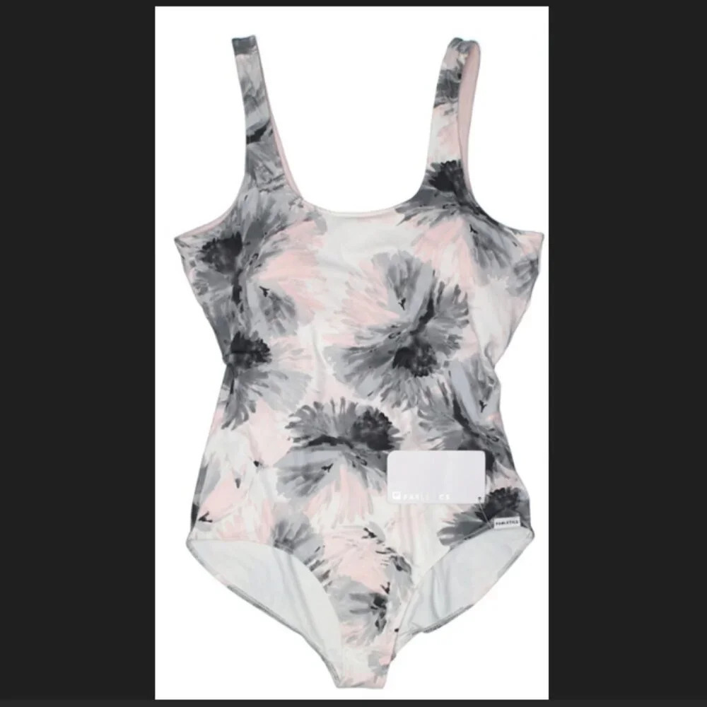 Fabletics Active Bodysuit/Tank - Pink/Gray/White - NWOT
